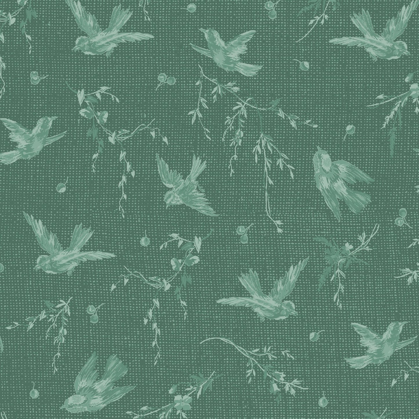 Birdsong Birds (Dark Green) 1/2 yard