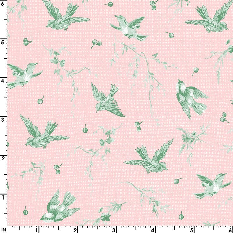 Birdsong Birds (Pink/Green) 1/2 yard