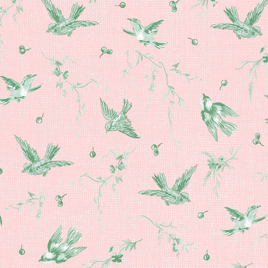 Birdsong Birds (Pink/Green) 1/2 yard