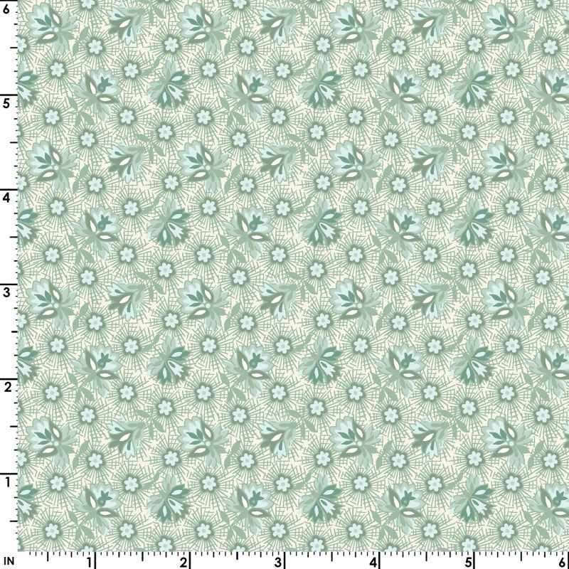 Birdsong Flower Puffs (Green) 1/2 yard