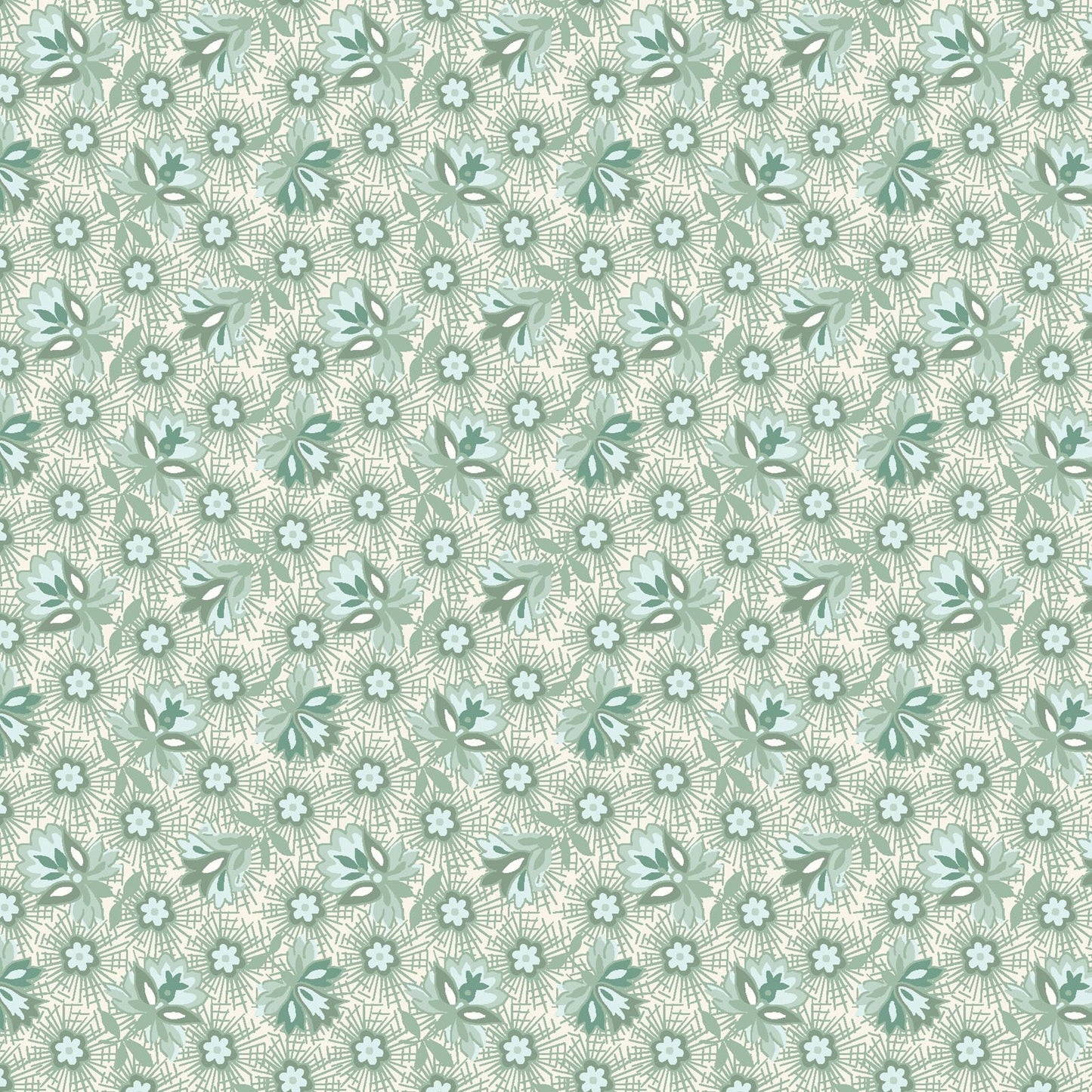 Birdsong Flower Puffs (Green) 1/2 yard