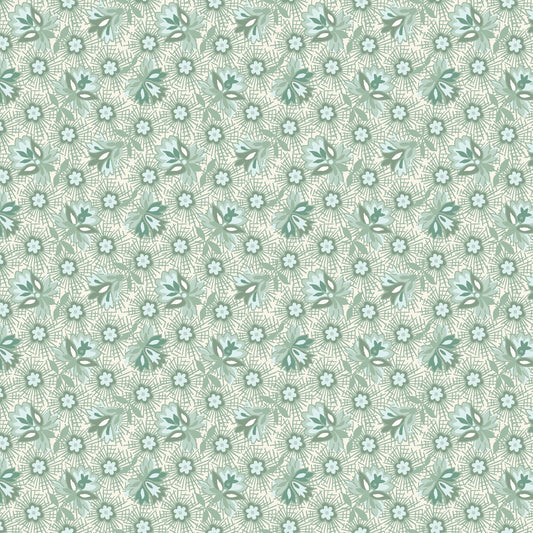 Birdsong Flower Puffs (Green) 1/2 yard