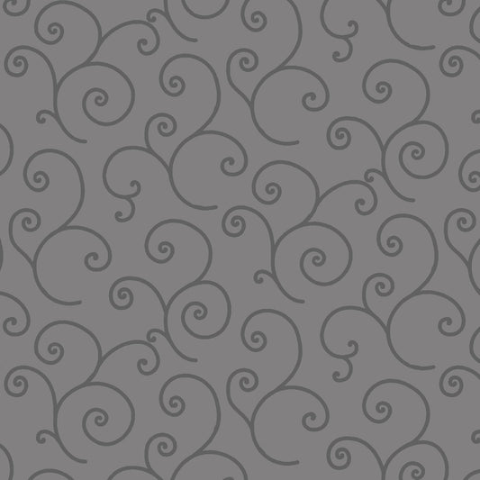 108" Kimberbell Quiltbacks Classic Scroll (Grey)-1/2 yard