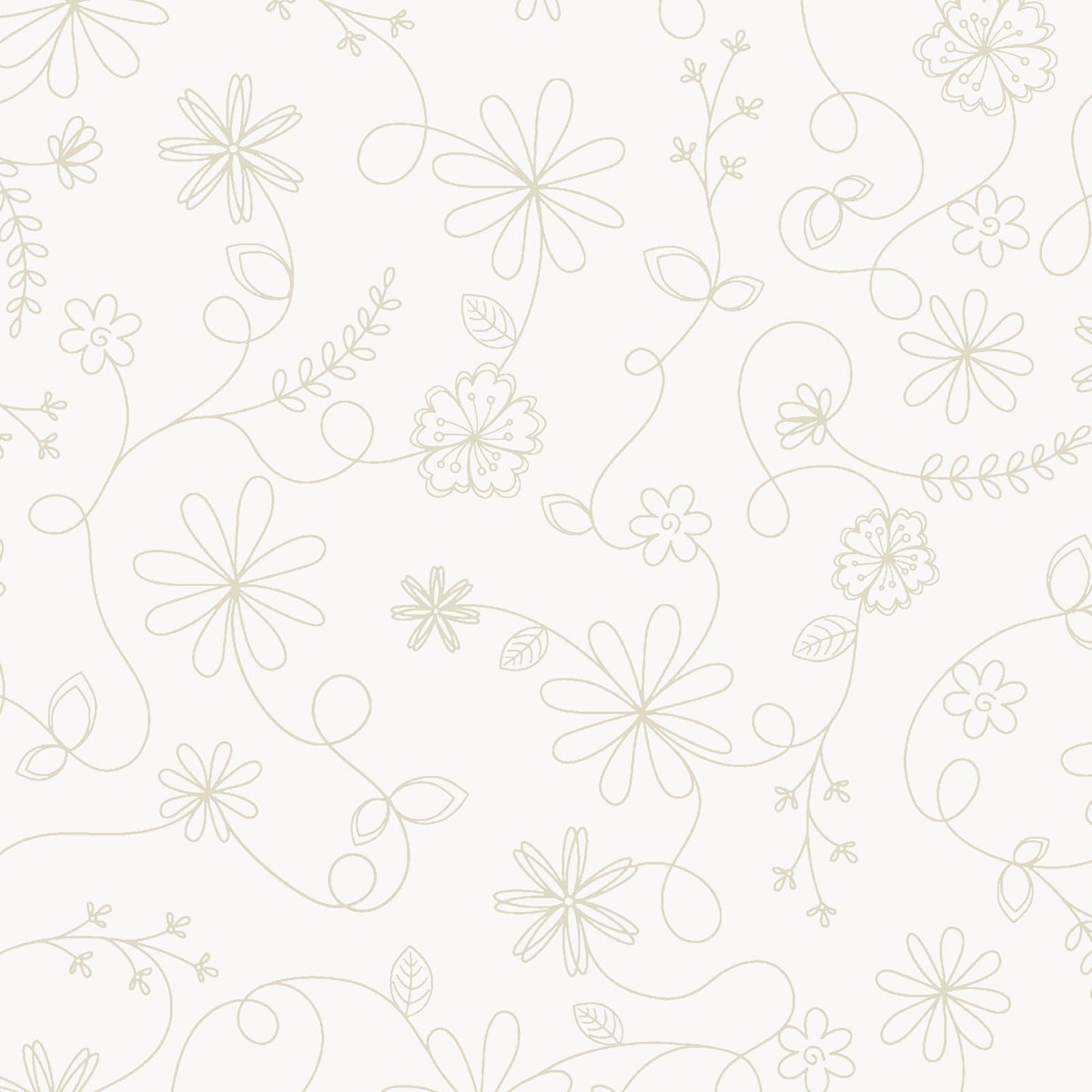 108" Kimberbell Quiltbacks Swirl Floral (Cream) -1/2 yard