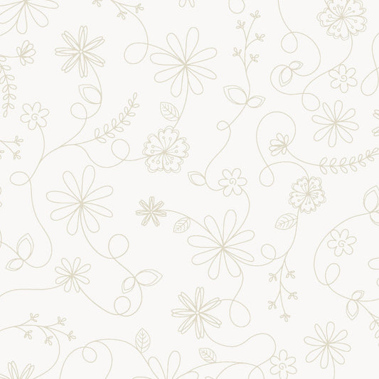 108" Kimberbell Quiltbacks Swirl Floral (Cream) -1/2 yard